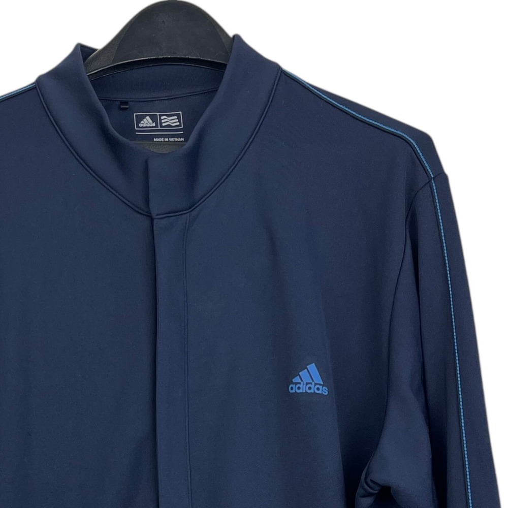 Adidas Golf Climalite Mens XL Navy Blue Full Zip Track Jacket Mock Neck Wicking
